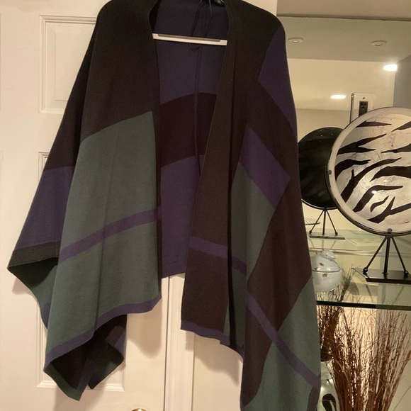 Lauren Ralph Lauren Classic Plaid/Color-Block Tartan Shawl/Wrap/Cardigan L/Xl - Picture 2 of 6